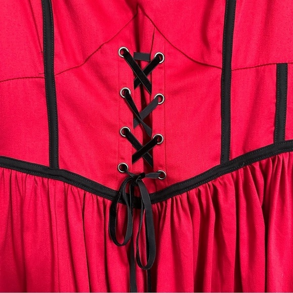 NWT Hot Topic Red & Black Velvet Print Border Fit & Flare Dress, Size XL - Picture 3 of 12